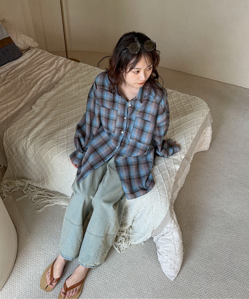 ブラウス シャツ BIG CHECK ブラウス レディース PILIT ブラウス シャツ ビッグチェックシャツ レディース