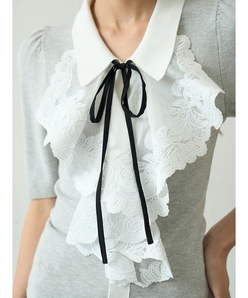 SNIDEL ニット セーター ラッフル刺繍ニットプルオーバー