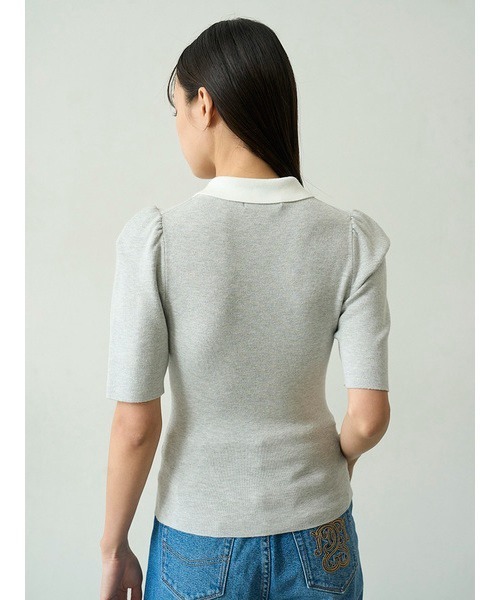 SNIDEL ラッフル刺繍ニットプルオーバー　ライトグレー SNIDEL ニット セーター ラッフル刺繍ニットプルオーバー