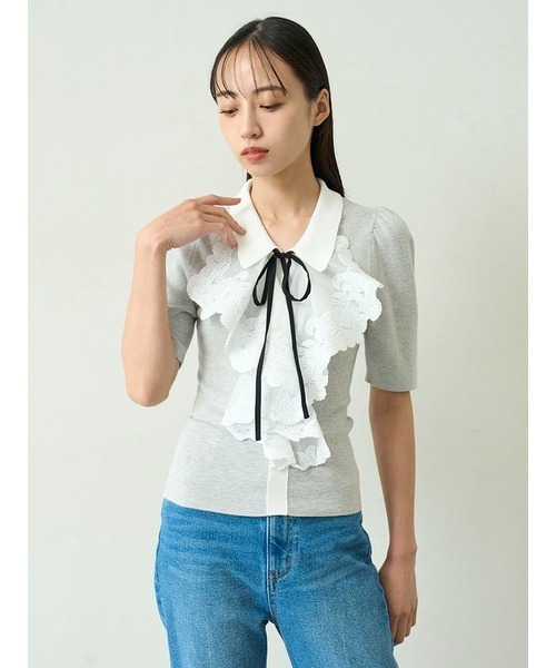 SNIDEL ラッフル刺繍ニットプルオーバー　スナイデル ラッフル刺繍ニットプルオーバー(ニット)｜トップス｜SNIDEL