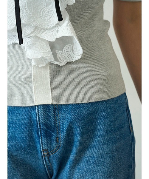 ニット セーター ラッフルニットプルオーバー レディース SNIDEL ニット セーター ラッフル刺繍ニットプルオーバー