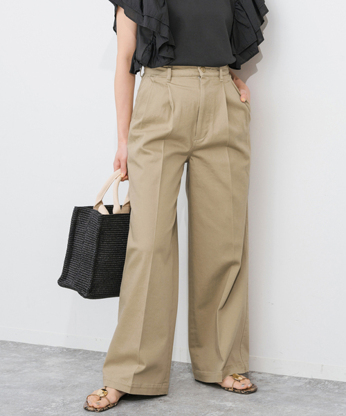 Spick＆Span パンツ 「WEB限定」ツイルストレッチワイドパンツ