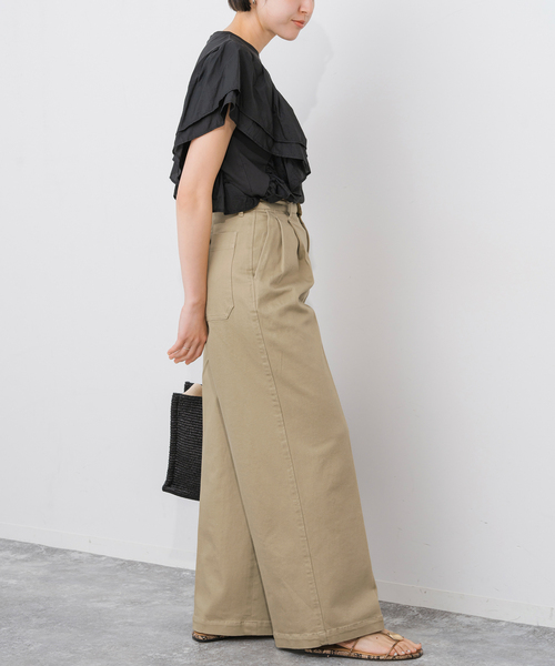 Spick＆Span パンツ 「WEB限定」ツイルストレッチワイドパンツ