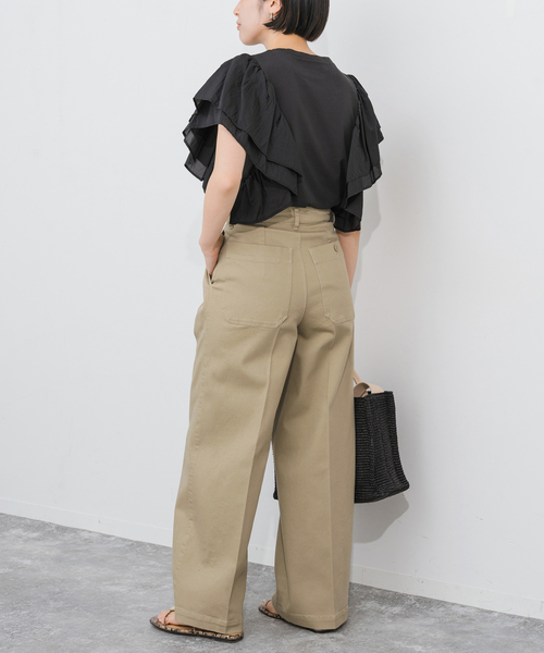 Spick＆Span パンツ 「WEB限定」ツイルストレッチワイドパンツ