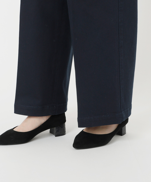 スピックアンドスパン　ガーメントダイストレッチワイドパンツ Spick＆Span パンツ 「WEB限定」ツイルストレッチワイドパンツ