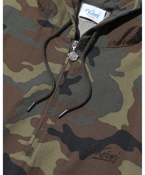KEBOZ（ケボズ） シャツ COTTON RIPSTOP HALF ZIP HOODED SHIRT メンズ