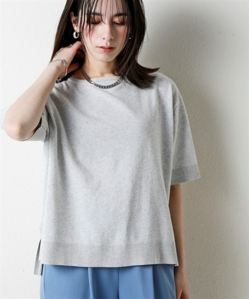 未使用■伊太利屋■長袖ニットカットソー■絹・綿・カシミヤ混■大きいサイズ13号 セール】 【Oggi2月号掲載/洗える】ピュアカシミヤ クルーネック