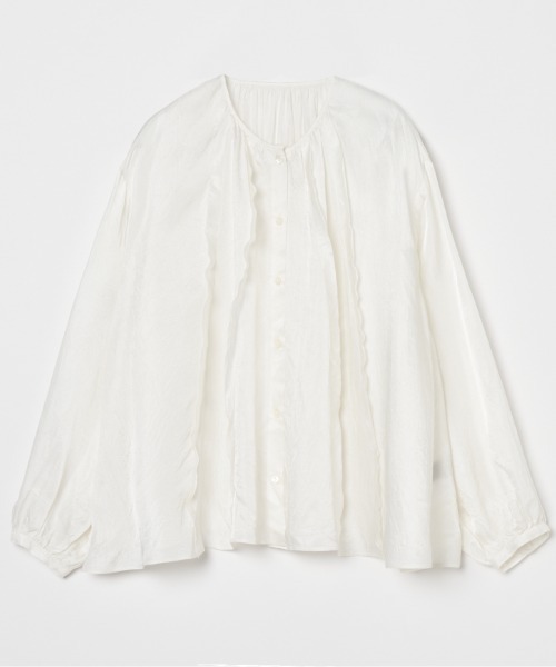 ブラウス シャツ CREPE SHEER GATHERED BLOUSE レディース