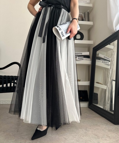 【新品】現行品　グログランウエストチュールスカート　ブレンヘイム　エムプルミエ プリーツリッチボリュームチュールスカート｜JENNE(ジェンヌ)公式通販