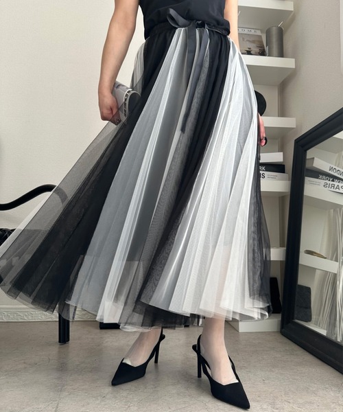 deux amour スカート ウエストグログランリボンチュールSK : ZOZOTOWN