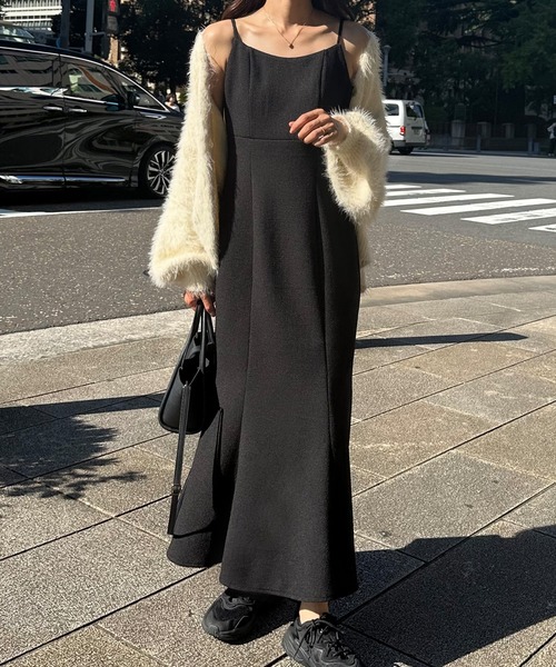 「LAUIR」 キャミソールワンピース MEDIUM ブラック レディース_画像4