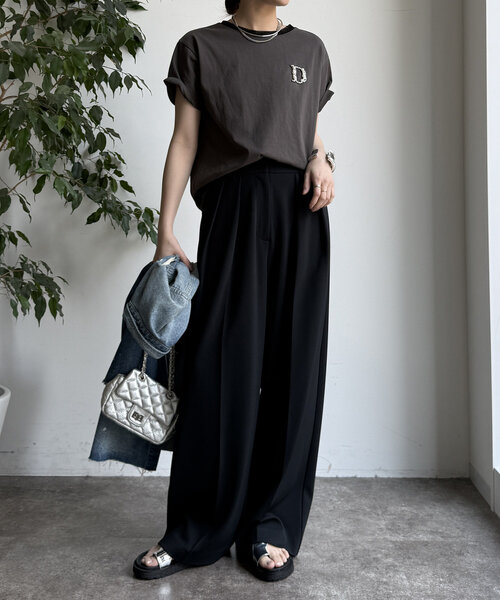 DouDou  ドゥドゥ タグ付き  ワイドパンツ メンズ レディース 黒 DouDou（ドゥドゥ）の「タックワイドパンツ（スラックス）」 - WEAR