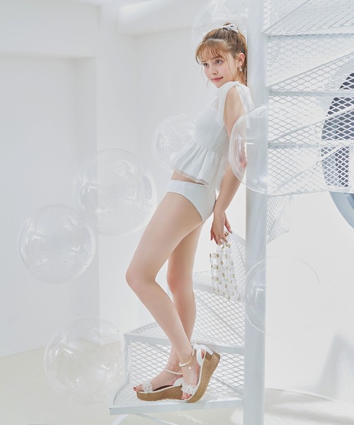 sugar nine 水着 ドットチュールペプラムフリルビキニ 2点セット