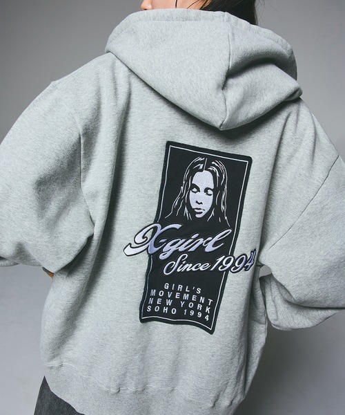 X-girl パーカー FACE BOX PATCH ZIP UP SWEAT HOODIE