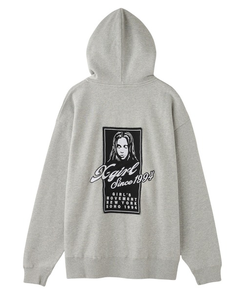 X-girl パーカー FACE BOX PATCH ZIP UP SWEAT HOODIE
