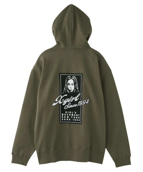 X-girl エックスガール　パーカー Mサイズ 黒　緑　バックプリント X-girl エックスガール パーカー Mサイズ 黒 緑 バックプリント