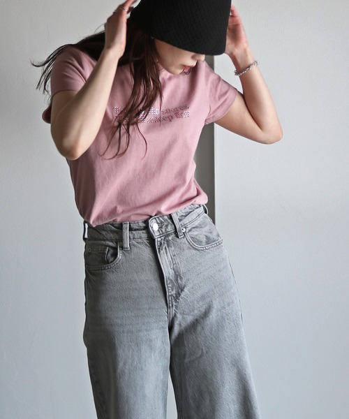 tシャツ ラインストーンロゴTシャツ レディース : ZOZOTOWN