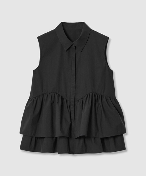 ANAYI（アナイ） ブラウス シャツ タフタフリルペプラムシャツ