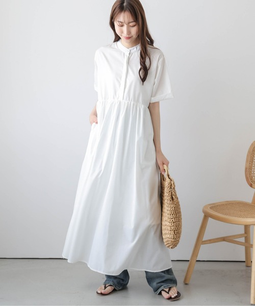 かぐれコットンギャザーシャツワンピース/free size かぐれコットンギャザーシャツワンピース/free size かぐれ