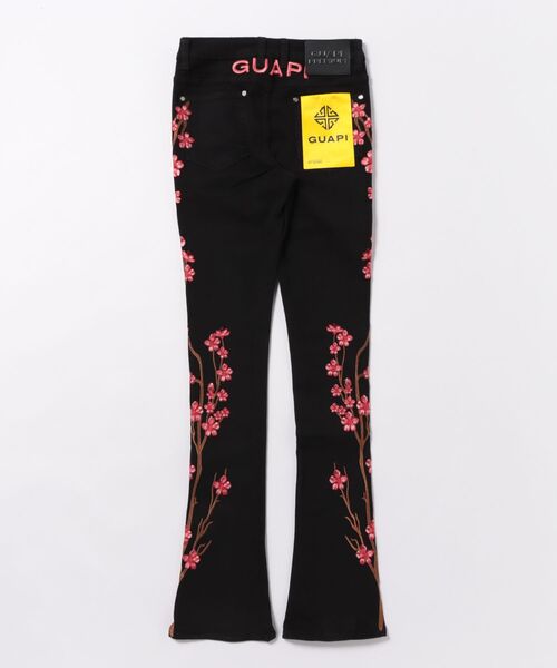 【新品未使用】GUAPI グアピ　フレアスウェットパンツ　フレアデニム 28 GUAPI フレア デニム パンツ Blue Black 送料込み (GUAPI/デニム