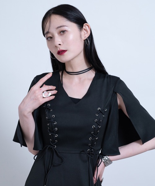 Ellno de Mavie（エルノデメヴィ） ワンピース 夏 半袖 レースアップ