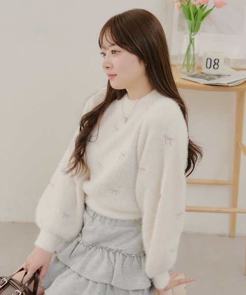 ANOTHER BRANCH OLIVE des OLIVE ニット セーター リボン刺しゅう