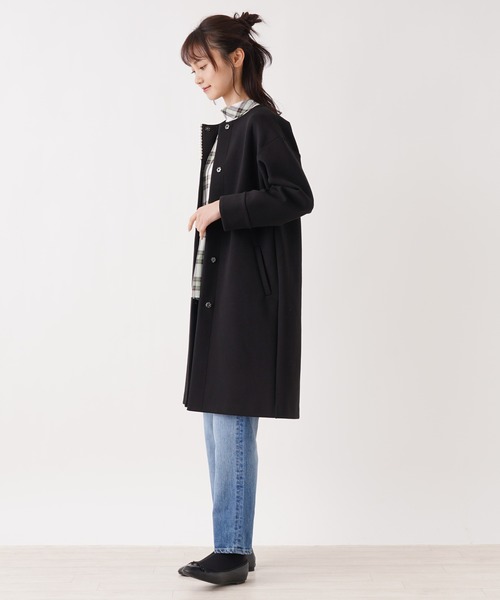 「en recre」 ノーカラーコート 2 オフホワイト レディース_画像4