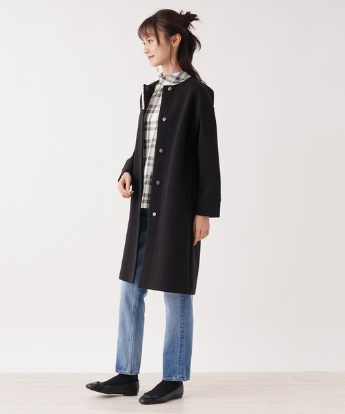 「en recre」 ノーカラーコート 2 オフホワイト レディース_画像5