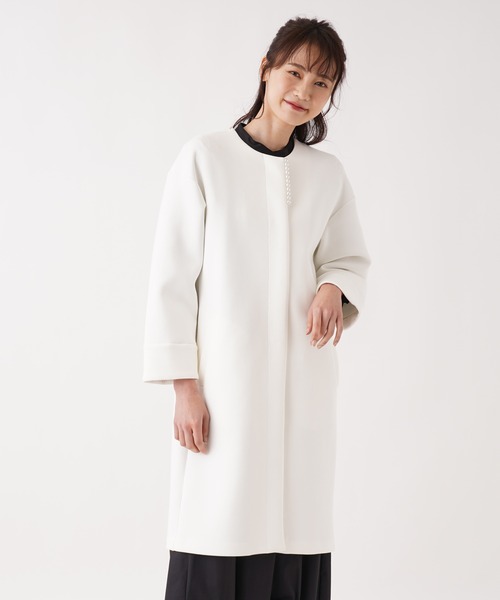 「en recre」 ノーカラーコート 2 オフホワイト レディース_画像8