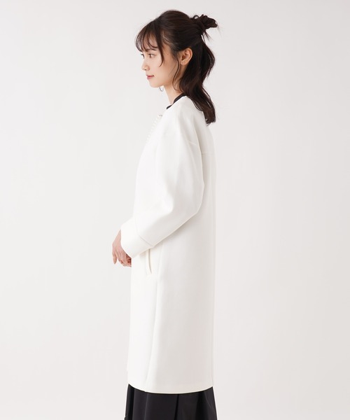 「en recre」 ノーカラーコート 2 オフホワイト レディース_画像9