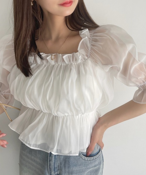 「Ada.」 半袖ブラウス FREE ホワイト レディース_画像8