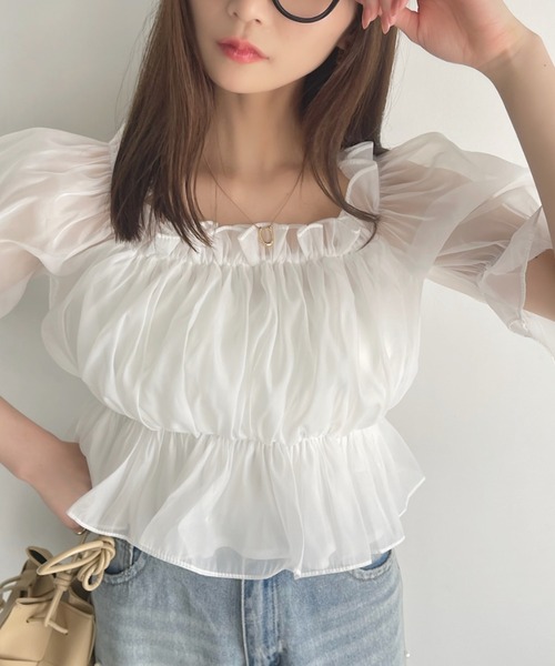 「Ada.」 半袖ブラウス FREE ホワイト レディース_画像9