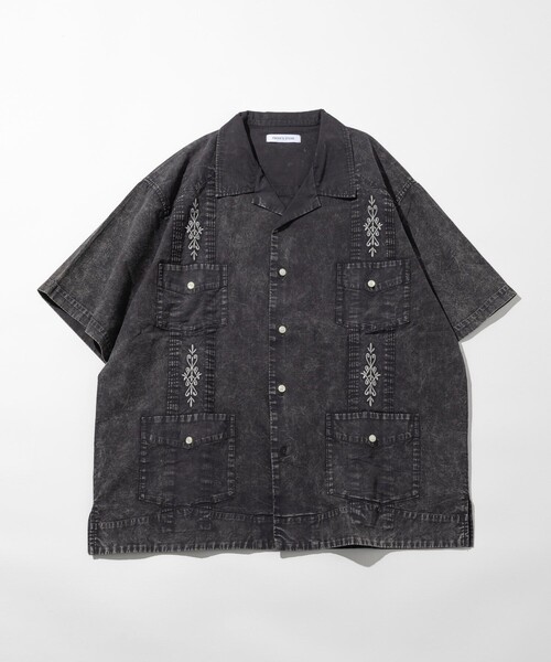 「FREAK'S STORE」 半袖シャツ LARGE チャコールグレー メンズ_画像2