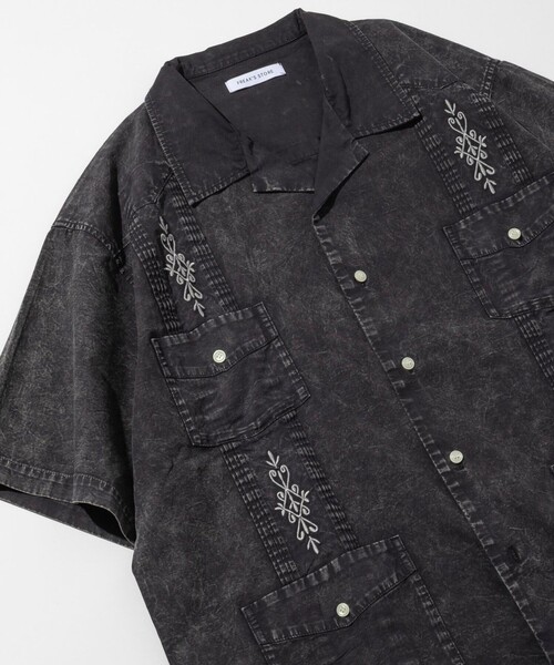 「FREAK'S STORE」 半袖シャツ LARGE チャコールグレー メンズ_画像3