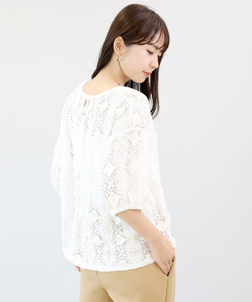 ブラウス シャツ カットレースバックリボンプルオーバー レディース | Aletta vita | 01