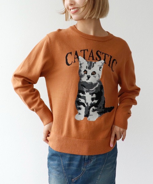 TAAKK24ss ジャガードニット Three Four Time（スリーフォータイム） ニット セーター CATASTIC