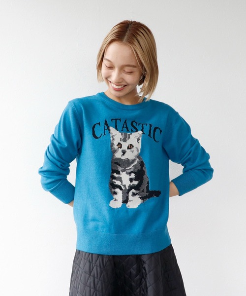 トレリスジャガードニット⭐もくもくスタイ　１枚900yen　【名入れ可能】 Three Four Time（スリーフォータイム） ニット セーター CATASTIC