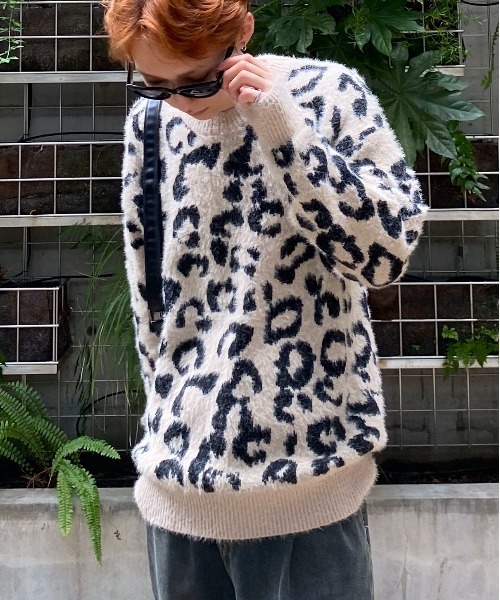 link lot セーター ニット 「25年秋冬新作」モヘアタッチレオパード柄