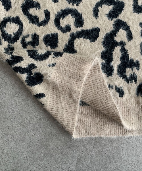 link lot セーター ニット 「25年秋冬新作」モヘアタッチレオパード柄