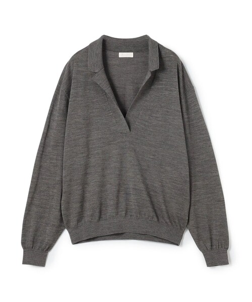 美品 ハウント 肉厚ウール オーバーサイズ クルーネックニット セーターシルバー SHIPS（シップス） ニット セーター 杢 FOX クルーネック プルオーバー