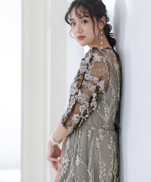 「PourVous」 「haremode」半袖ワンピース S モカ レディース_画像5