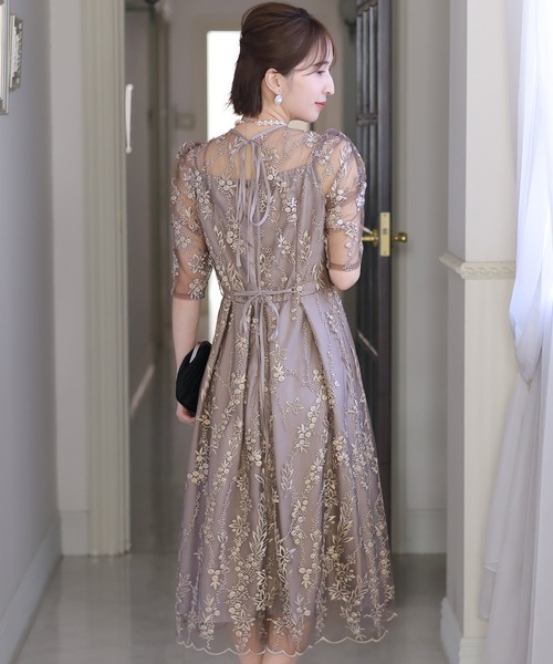 「PourVous」 「haremode」半袖ワンピース S モカ レディース_画像8