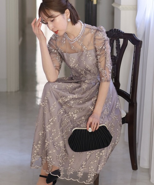 「PourVous」 「haremode」半袖ワンピース S モカ レディース_画像9