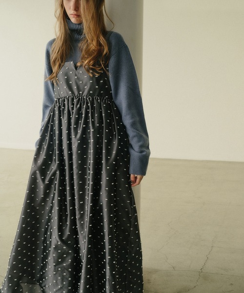 LE CIEL BLEU ブラック ロングワンピース LE CIEL BLEU（ルシェルブルー） 7分袖ワンピース 36 ブラック