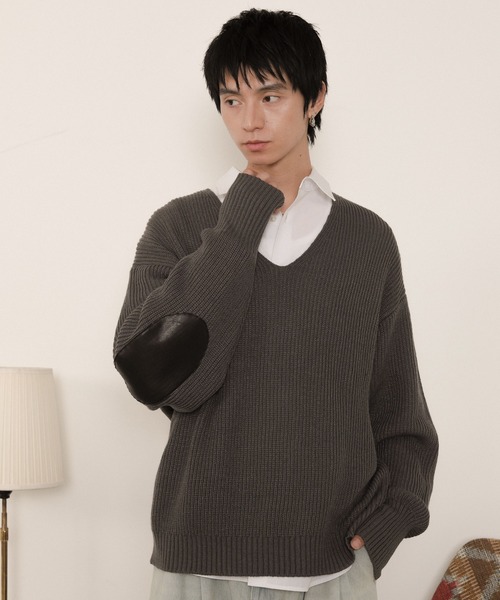LUCY（ルーシー） セーター ニット LUCY/エルボーパッチVネックプル