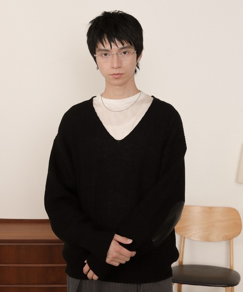 LUCY（ルーシー） セーター ニット LUCY/エルボーパッチVネックプル
