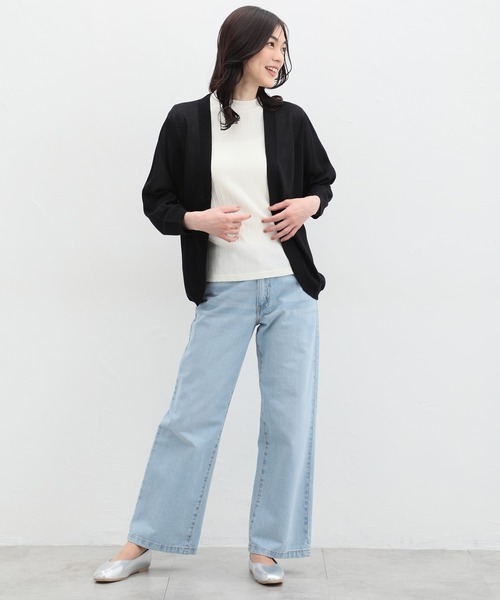 「Honeys」 「GLACIER」7分袖ニットカーディガン L ピンク系その他 レディース_画像3