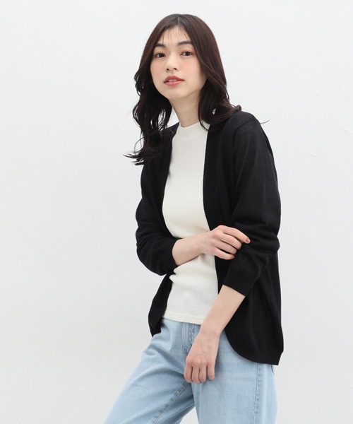 「Honeys」 「GLACIER」7分袖ニットカーディガン L ピンク系その他 レディース_画像4