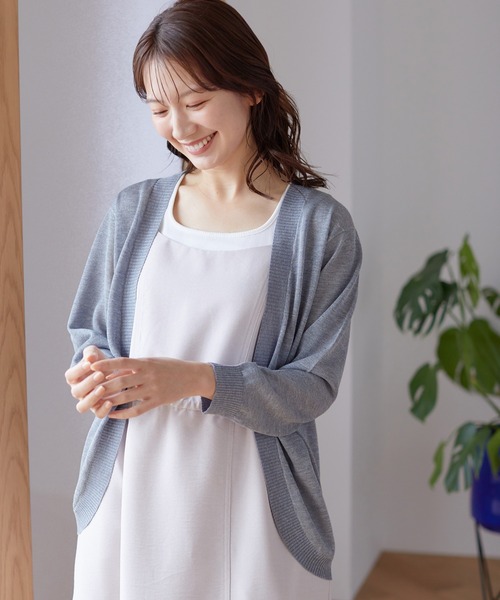 「Honeys」 「GLACIER」7分袖ニットカーディガン L ピンク系その他 レディース_画像7