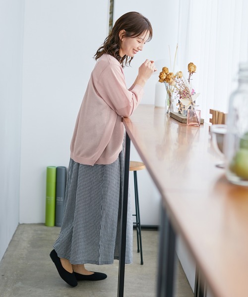 「Honeys」 「GLACIER」7分袖ニットカーディガン L ピンク系その他 レディース_画像9